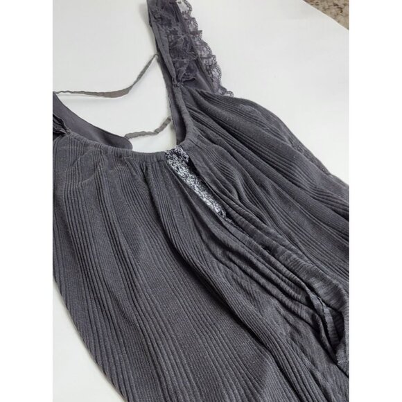 Free People New Romantics Gray Ribbed Lace Draped Tank Top Size Small - Picture 4 of 10